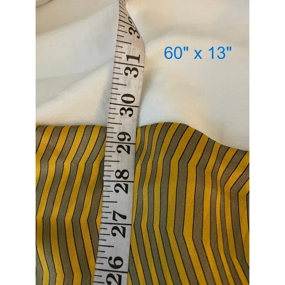 Symphony Designs NWT Silk Scarf Mustard Yellow Gray Chevron Stripe Oblong Wrap